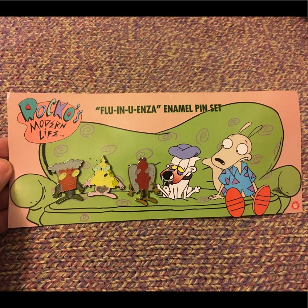 Flu-In-U-Enza Pin Set. Rocko’s Modern Life.